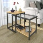 lifewit piece end table nesting sofa side set coffee and accent sets home kitchen small desk with drawers high patio rattan furniture bronze glass clear lamp hairpin leg silver 150x150