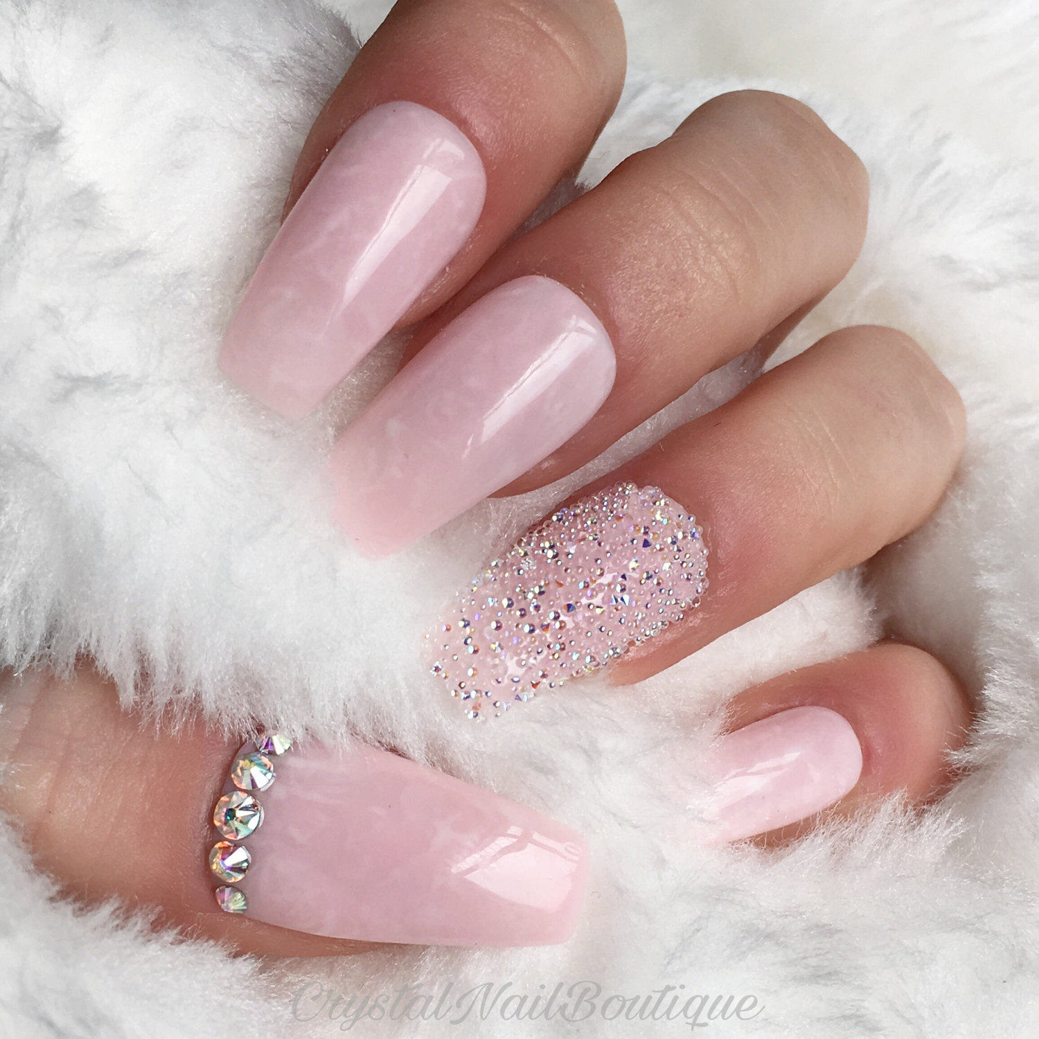 Picture Gallery of Light Pink Marble Pixie Crystal Nails Press Etsy Fullxfu...