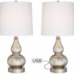 lighting usb table lamps flesner brushed steel accent lamp with port mirror furniture set best home decor ping websites inch high end tables pottery barn bath gold console marble 150x150