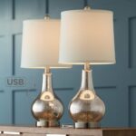 lighting usb table lamps heyburn brushed steel accent lamp with port dresser hardware foot outdoor umbrella antique wood threshold teal cabinet resin wicker side fold end door 150x150
