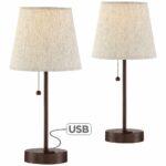 lighting usb table lamps heyburn brushed steel accent lamp with port formal dining room sets mission style black perspex coffee antique wood slipper chair pier one tures imports 150x150