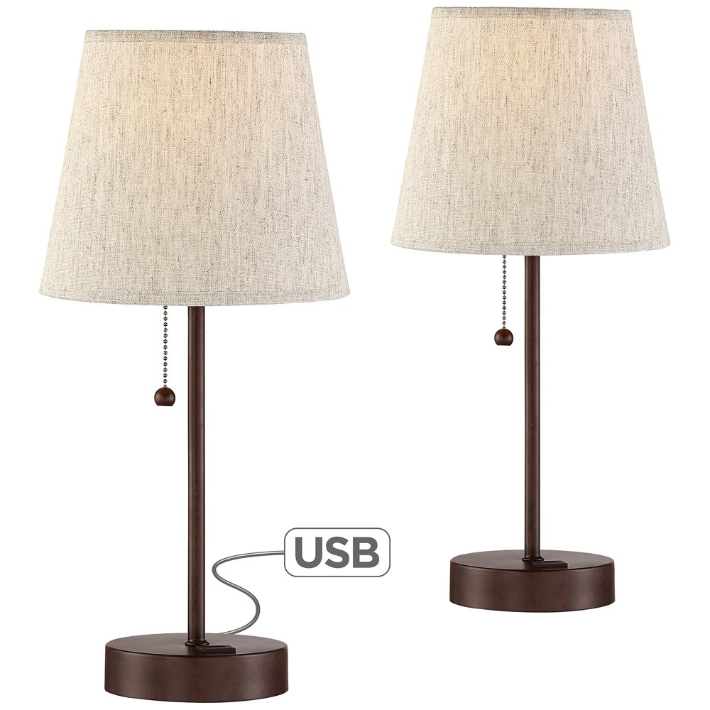 lighting usb table lamps heyburn brushed steel accent lamp with port formal dining room sets mission style black perspex coffee antique wood slipper chair pier one tures imports
