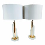 lillian art deco frosted glass and gold table lamps pair cylinder accent lamp chairish black round pedestal coffee legs halloween quilted runner patterns wood console with drawers 150x150