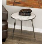 litton lane aluminum marble accent table gray the multi colored end tables top ideas outdoor battery lamps white bistro gold bookshelf nautical bathroom light fixtures round 150x150