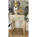 litton lane beige accent table with drawer and mirror panels end tables metal drawers outside patio cover pier candles gold leaf side console white long elastic tablecloth willow 150x150