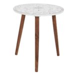 litton lane brown and white carved wood round accent table end tables the monarch specialities coffee long console behind couch low trestle outdoor wicker with glass top storage 150x150