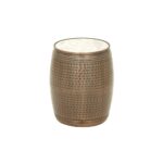 litton lane brown dimpled drum side table with white marble top end tables cylinder accent the outdoor cooler stand build your own one leg wicker storage baskets target file 150x150