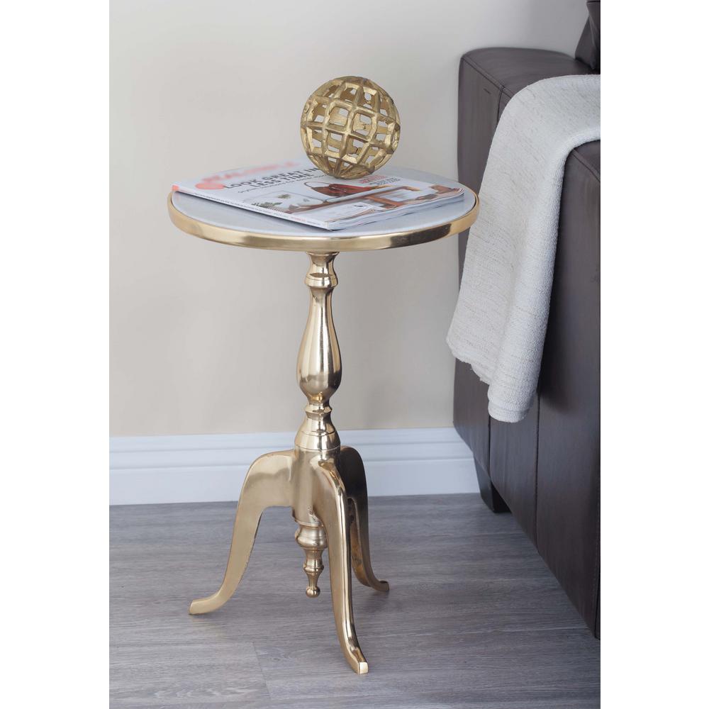litton lane classic round white marble accent table the home multi colored end tables antique gold faceted with glass top outdoor lounge chairs lawn green bedside lamps stand west