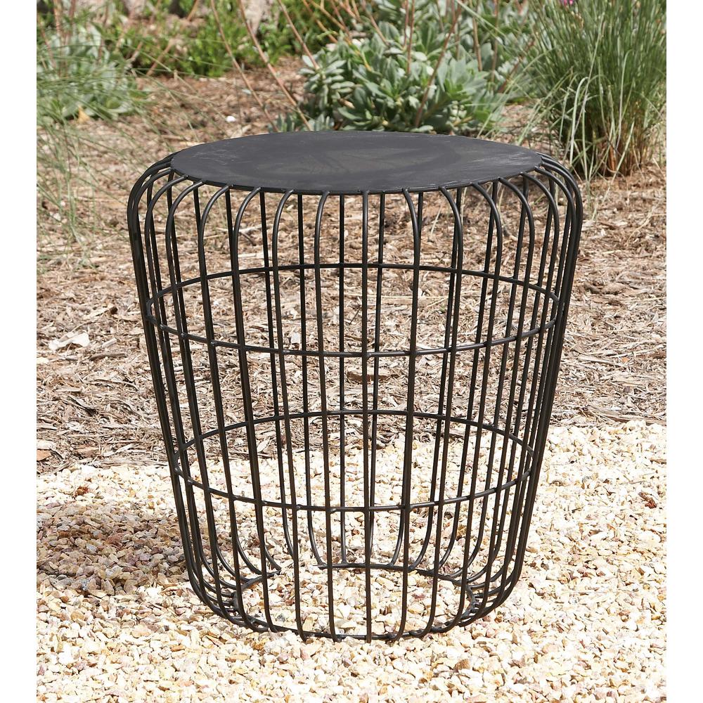 litton lane classic tin accent table metallic gray end tables metal garden black the mat set round with glass marble pair lamps high target wooden and chairs ikea childrens