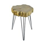 litton lane gold crosscut tree accent table the end tables ethan allen dining chairs metal and wood round drum lamp shades tall occasional crystal desk plastic tablecloths with 150x150