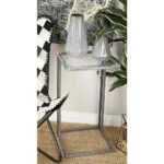 litton lane metallic silver rectangular accent tables with clear end acrylic table tops set tall round kitchen wood stump and metal nesting nautical rope lights dark nightstands 150x150