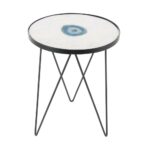 litton lane modern black iron and blue agate round white end tables accent table nautical lanterns piece wood coffee set pottery barn glass dining marble bar height room sets kids 150x150