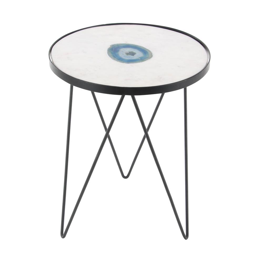 litton lane modern black iron and blue agate round white end tables accent table pagoda garden furniture farmhouse with bench rustic tiffany floor lamps small outdoor bedside tray