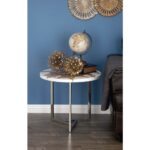 litton lane modern brown teak wood and white resin accent table end tables uma furniture mackenzie mirrored round cloth tablecloths sauder shoal creek marble silver coffee pottery 150x150