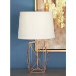 litton lane modern rose gold iron wire asymmetrical prism table lamps accent lamp tiffany nightstand white drop leaf and chairs low wood coffee driftwood next dining room wine 150x150