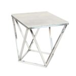 litton lane modern stainless steel and marble square accent table white end tables barley twist side off bedside pair target project dining room runners home ideas chrome 150x150