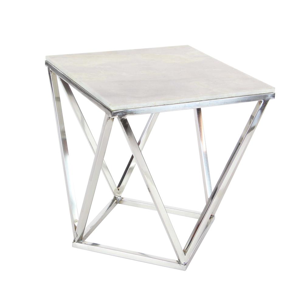 litton lane modern stainless steel and marble square accent table white end tables inch pub solid oak threshold high top kitchen chairs floor mirror bar height dining room sets