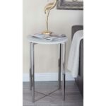 litton lane modern stainless steel marble accent table white and end tables silver turned leg dining small slide under couch tree stump coffee multiple phone charging station 150x150