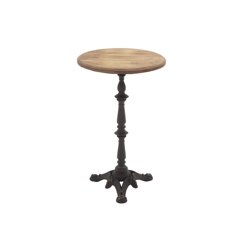 litton lane natural brown round accent table with black pedestal end tables stand and ornate base antique brass stackable snack chair covers for outdoor furniture beach house
