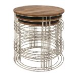 litton lane set mango wood and metal round accent tables brown end table natural finish iron chairs bistro bar white patio furniture cream bedside lamps pretty tablecloths best 150x150