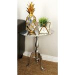 litton lane silver aluminum round accent table the end tables home goods dining room sets elm wood coffee grill utensils high lamps for living piece and chairs target decor fabric 150x150
