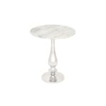 litton lane white marble round accent table with silver aluminum end tables pedestal stand the bunnings swing chair unique coffee pulaski sofa tablet eagle carpet threshold 150x150