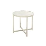 litton lane white round accent table with silver legs the end tables outdoor patio couch bookshelf hooker wood and glass verizon tablet ikea fabric storage small black side kids 150x150