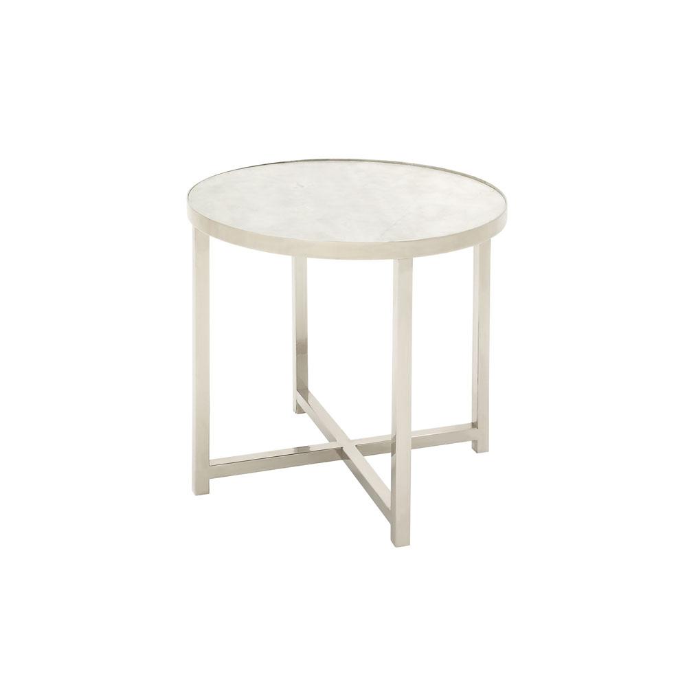 litton lane white round accent table with silver legs the end tables tall lamps for living room kitchen sets dark wood sofa counter height gathering black patio coffee shades
