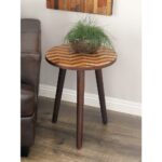 litton lane wooden chevron patterned round accent table dark brown wood end tables inch legs hobby lobby lamps console white resin coffee farm style dining modern mirrored 150x150