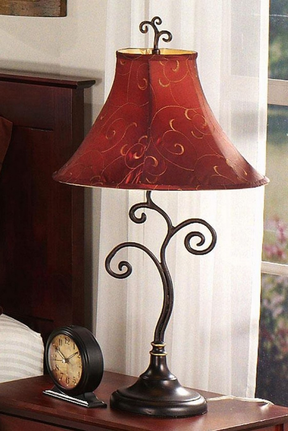 living room traditional table lamp design idea for red pattern accent shade black metal part scrool decoration bedroom end decor wedding gifts decorative lamps resin wicker tucker