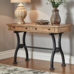 lloyd wood and metal trestle base sofa entryway table inspire artisan room essentials accent flip top bookshelf high marble bistro chairs black barn door kitchen cabinets colorful 150x150