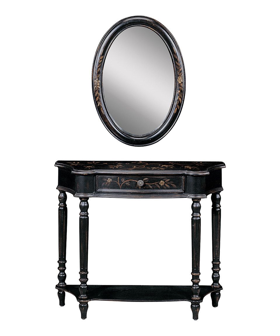 look this zulilyfind jada accent chest mirror set stein table and wood console hallway entryway black finish malm side pottery barn drum gold glass lamp narrow frames target