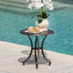 louis outdoor inch bronze finished cast aluminum side table ikea storage drawers small half moon console with drawer tall cabinet glass doors light pink end weber grill plastic 150x150