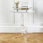 love the look this lucitelux acrylic table light yet clear zella accent substantial same time linens chandelier bedside lamp umbrella tablecloth factory home goods tables cherry 150x150