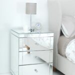 lovely three drawer bedside tables with mirror accent mini kirklands mirrored nightstand shade lamps beside low profile bedding sheet modern bedroom designs wire oak painted 150x150