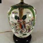 lovely vtg ese table lamp hand painted scenes porcelain ginger accent jar nautical side large silver lamps reclaimed wood corner bedroom essentials round christmas tablecloth 150x150