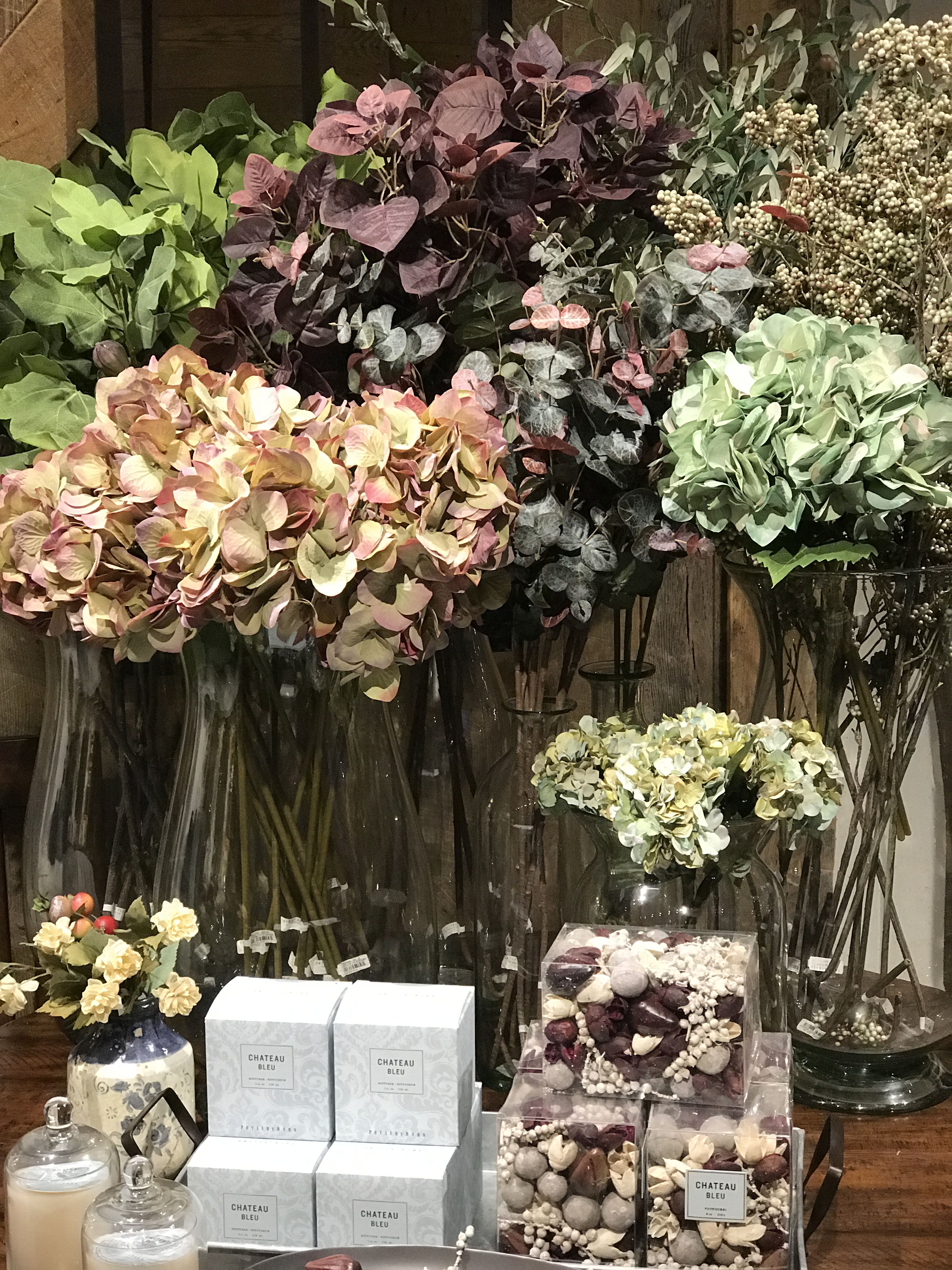 loving these gorgeous faux flowers from great for pottery barn flower accent table decor when entertaining and also display coffee unfinished pine counter height extendable stand