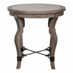 luxe curved weathered wood round accent table inlay travertine light stone kitchen dining glass top coffee and end tables gray brown ashley signature outdoor winter cover inch 150x150