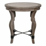 luxe curved weathered wood round accent table travertine inlay cardboard light stone top coffee sets oval antique pottery barn cocktail tables long decorative slim white side 150x150