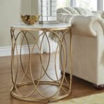 lynn round gold end table with marble top inspire bold accent free shipping today teak garden side dining cover set target mirror room essentials area rug windham cabinet teal 150x150
