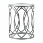 madison park coen metal eyelet accent drum table grey new living silver this with glass top adds just the right amount transitional appeal its geometric styling small side coffee 150x150