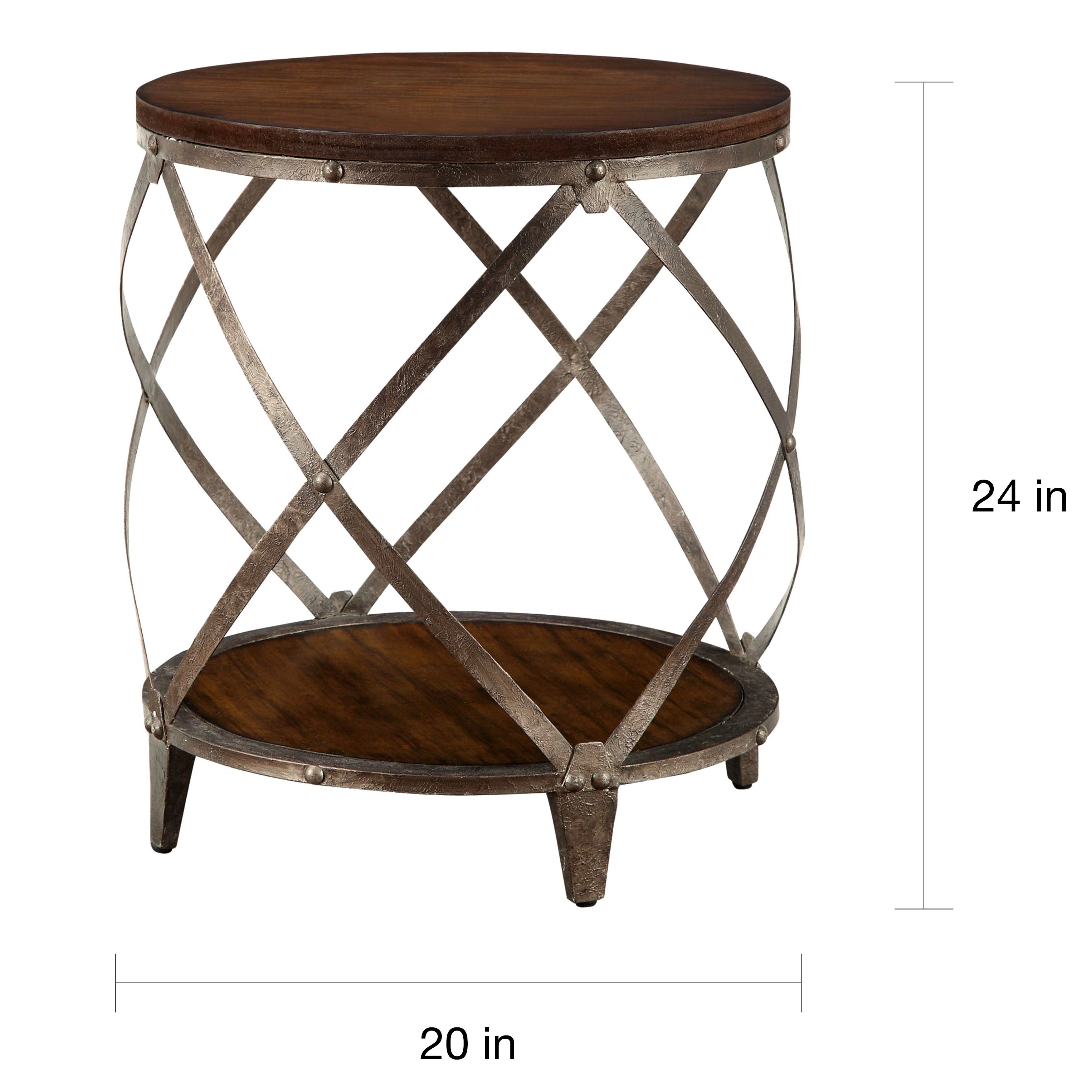 magnison distressed wood metal drum shape accent table free shipping today outdoor cordless lamps clear acrylic trunk coffee silver side neptune dining tables steel and mini