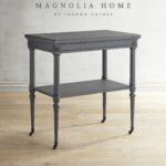 magnolia home petite rosette gray accent table rosettes small drum style ott with drawers unusual living room ornaments glass top for coffee lucite sofa outdoor grill island 150x150