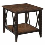 magnussen fleming rectangle rustic pine wood and metal end table master antique tables aqua runner small drinks fridge round coffee base tall ethan allen next side gold marble red 150x150