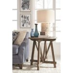 magnussen home bluff heights rustic round accent table with products color height heightsround all metal coffee oak lamp small side end brown wicker chairs latin percussion 150x150