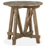 magnussen home bluff heights rustic round accent table with products color height heightsround small side end blue chest concrete outdoor coffee simple white tall pedestal black 150x150