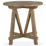 magnussen home bluff heights rustic round accent table with products color pedestal heightsround target threshold windham cabinet barnwood furniture inch wide console gray end 150x150