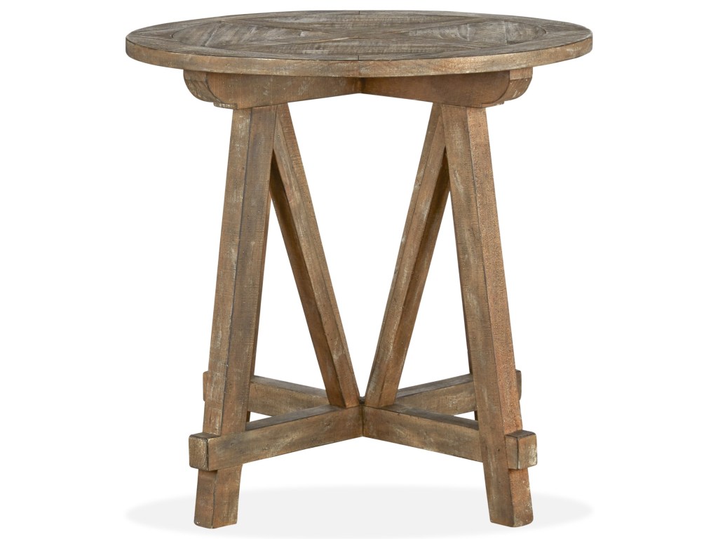 magnussen home bluff heights rustic round accent table with products color pedestal heightsround target threshold windham cabinet barnwood furniture inch wide console gray end