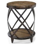 magnussen home pinebrook round accent end table with rustic iron products color small drawer glass decor clear crystal lamp yellow umbrella himym blue coffee tessa furniture 150x150