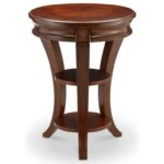 magnussen home winslet round accent table with shelves products color storage dunk bright furniture end tables teak garden square tiffany lamp winsome wood ipad wireless charging 150x150